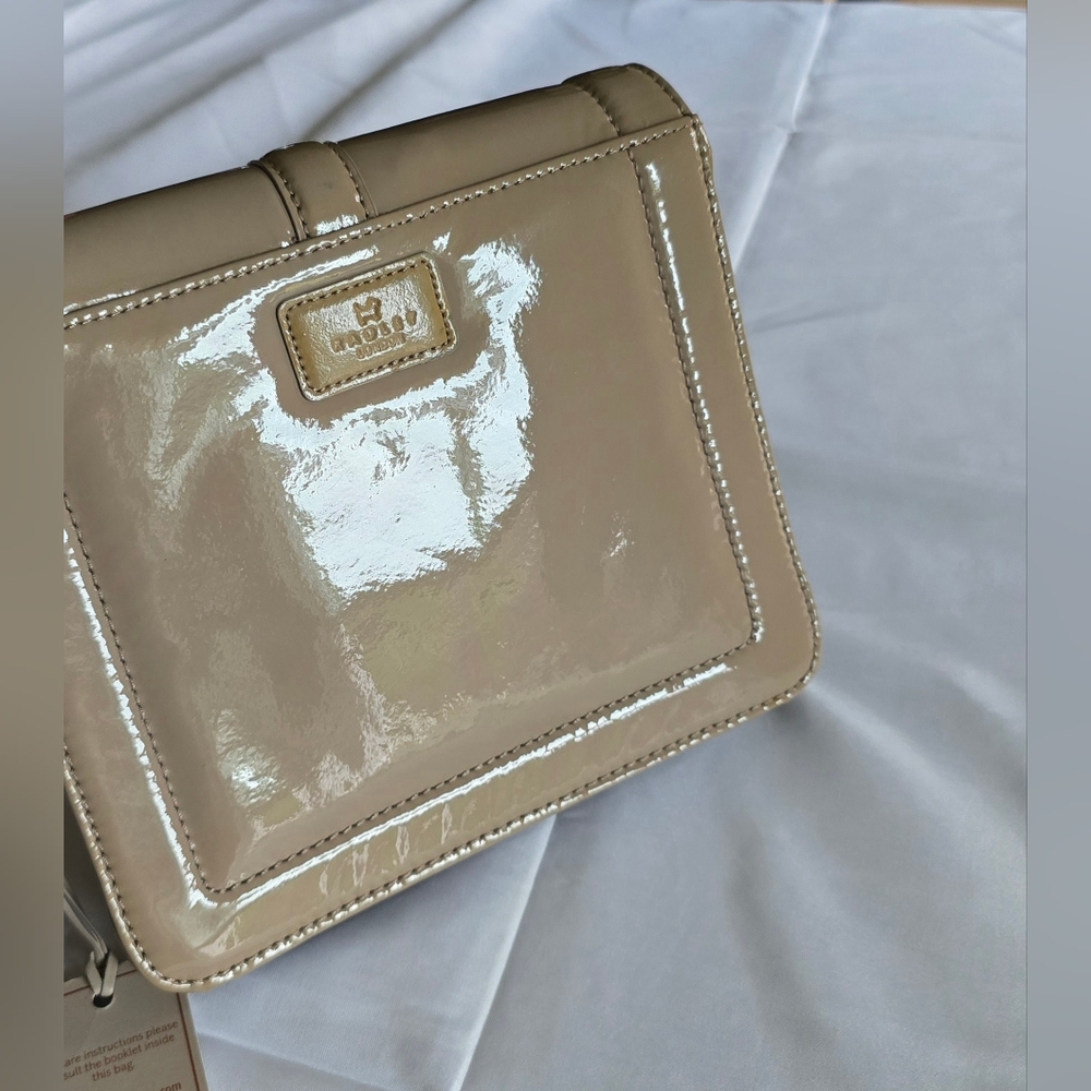 Radley London D'Arblay Taupe Patent Leather Purse Clutch NO STRAP New - Picture 3 of 14